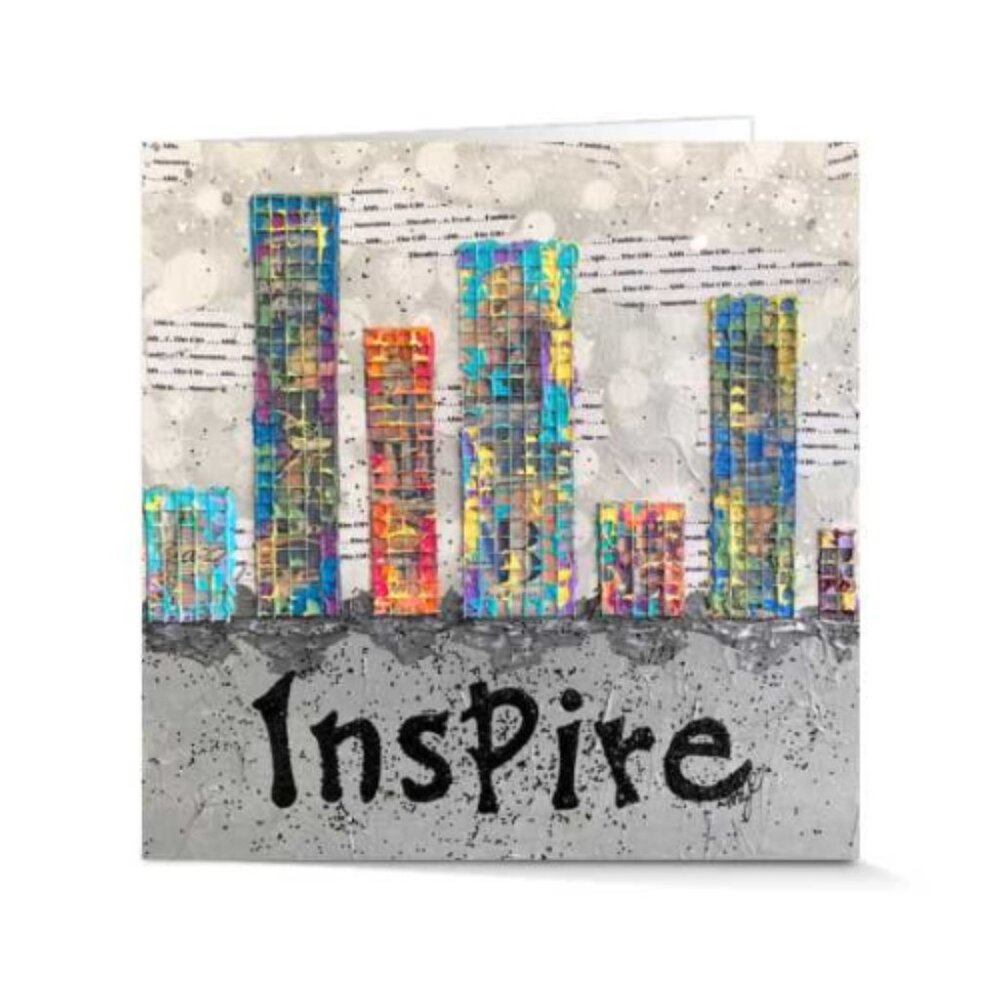 Art Print Card 5 inches x 5 inches, Inspire Cityscape